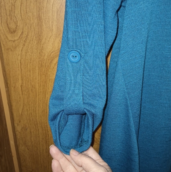 *4/$24* Uptown Vibe Turquoise Open Cardigan Jacket Teal Drape Ladies Medium USA - Picture 5 of 6